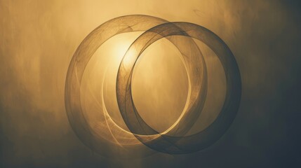 Abstract gold circle overlay. Golden background with overlapping translucent circles for a minimalist and stylish design.
