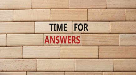 Time for Answers symbol. Concept words Time for Answers on wooden blocks. Beautiful wooden background. Business and Time for Answers concept. Copy space.