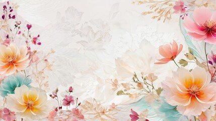 Painting of Flowers on White Background