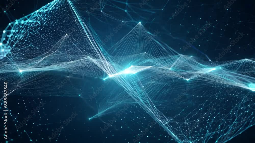 Poster abstract digital particle network generative ai