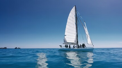 Obraz premium People on a Sailboat in the Ocean