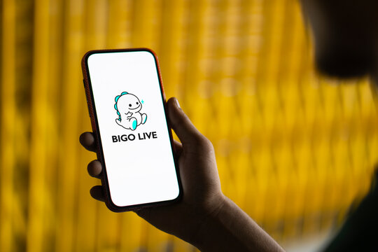 Dhaka, Bangladesh- 13 July 2024: Bigo live logo is displayed on smartphone.