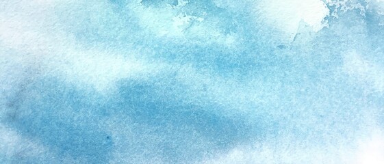hand painted watercolor turquoise texture in blue color, abstract background for trendy design violet purple blue clouds