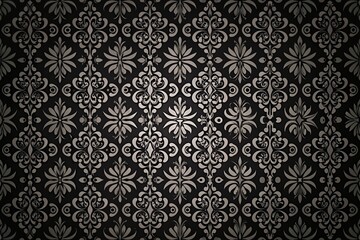 Black seamless abstract pattern background. Black and white seamless floral wallpaper with vintage floral pattern design