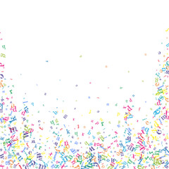 Flying latin letters. Colorful childish scattered
