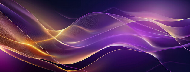 Abstract purple and gold gradient background with flowing lines on a dark color background, with a simple design in the vector illustration style