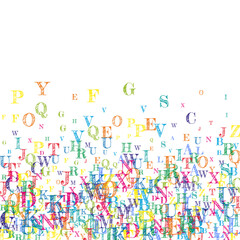 Scattered letters of latin alphabet. Colorful