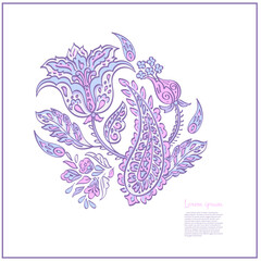 Paisley vector isolated pattern. Damask style Vintage illustration