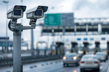 Highway Toll Booth Surveillance Cameras Ensuring Traffic Flow and Vehicle Safety Operations