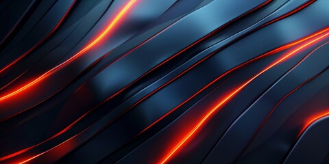 abstract image of dark metallic waves with sleek orange lighting, ideal for modern digital art and design projects