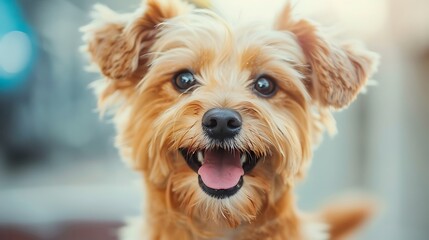 Cute Yorkshire Terrier dog with tongue out