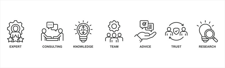 Expertise Banner web : Vector Icon Illustration Concept Representing High-Level Knowledge and Experience