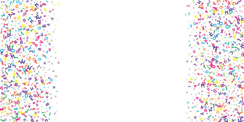 Flying latin letters. Colorful childish scattered