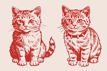 Vintage cat vector, vintage cat, cat vector, cat vector line art, cat, vintage vector