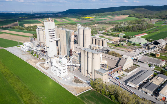 Mannersdorf, Austria - April 30, 2023: Holcim cement factory and industrial facility