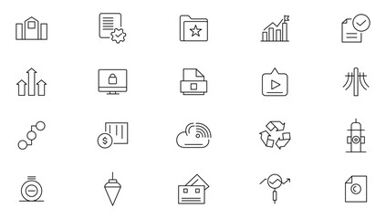 Reliability management line icon set. Core value, containing availability, maintainability, failure, risk, redundancy, goals, integrity, customer, and commitment outline icons collection.