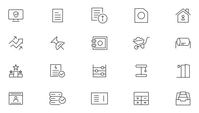 Reliability management line icon set. Core value, containing availability, maintainability, failure, risk, redundancy, goals, integrity, customer, and commitment outline icons collection.