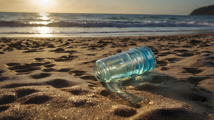 bottle on the beach, ai generated
