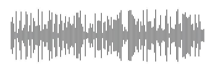 Waves of the equalizer. Vector illustration of music sound on isolated background. Drawing of radio signal painted by black inks. Sketch of musical soundtrack. Etching of voice record. In eps 10.