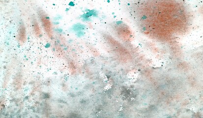 hand painted watercolor turquoise texture in blue color, abstract background for trendy design violet purple clouds