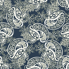 Seamless pattern based on traditional Asian elements Paisley. Traditional colorful seamless paisley vector pattern. Pattern for textile design or fabrics. Fashionable delicate design