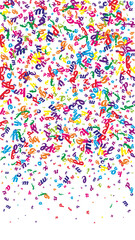 Flying latin letters. Colorful childish scattered