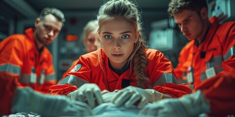 Medical team performing CPR on a patient, highlighting life-saving skills and emergency response