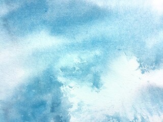 hand painted watercolor turquoise texture in blue color, abstract background for trendy design violet purple blue clouds