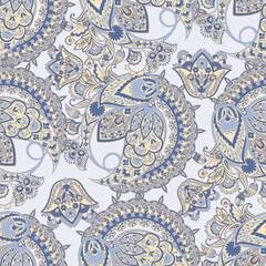 Paisley Ornamental seamless pattern. kalamkari vector fabric background