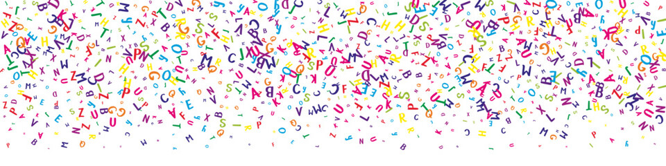 Flying latin letters. Colorful childish scattered