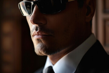 Fototapeta premium Mysterious Man in Suit and Sunglasses