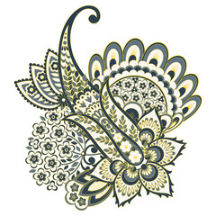 Paisley vector isolated pattern. Damask style Vintage illustration