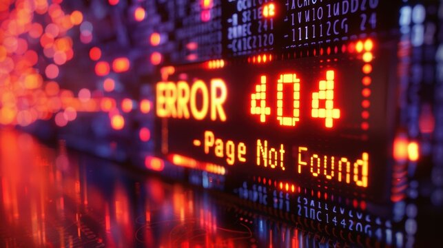404 error message on a digital display. AI.