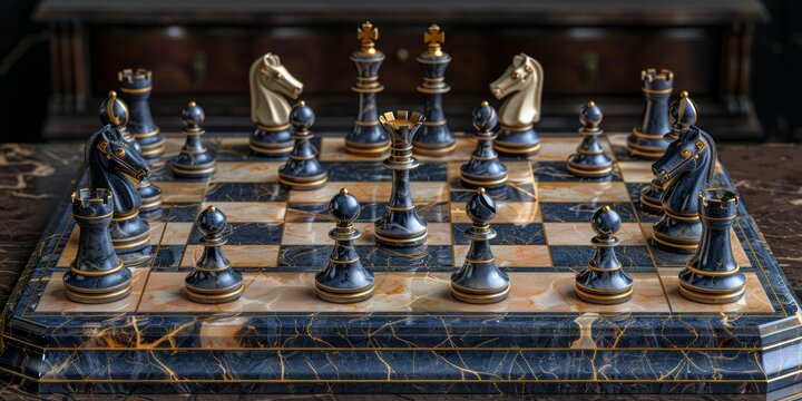 National Chess Day chess board with pieces, October 9th