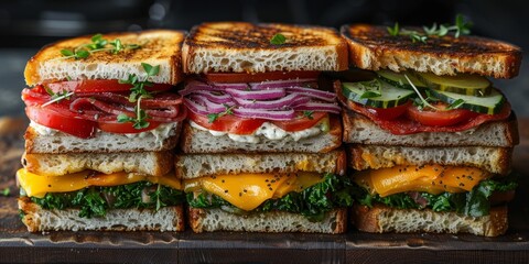 National Sandwich Day stacked sandwiches, September 21st