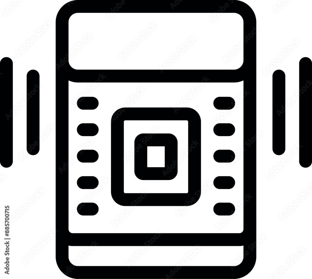 Poster Simple icon of a motion sensor detecting movement, perfect for representing security systems and home automation