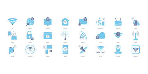 Wifi icons set. Set of editable stroke icons.Set of Wifi