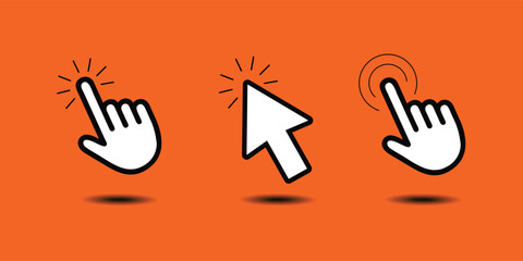 Click poineter icons set, cursor and point web graphic element, buttons template. Vector icons set