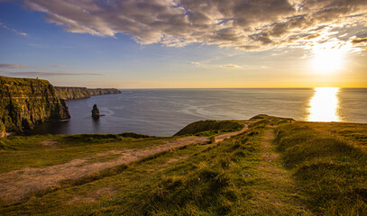 Cliffs of Moher at sunset. Ireland