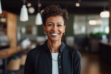 Fototapeta premium Portrait of a middle aged African American businesswoman in office