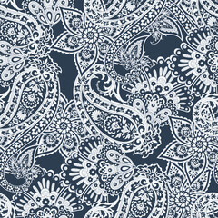 Paisley seamless floral vector pattern. Vintage background in batik style