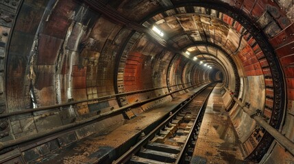 Historic Subway Tunnel Underground View Showcasing Engineering Marvels for Architecture and Design