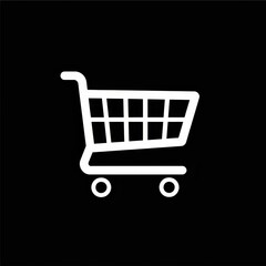 a shopping cart icon on a black background