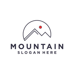 Cool mountain logo design inspiration, minimalist, ideas, modern concept, Premium