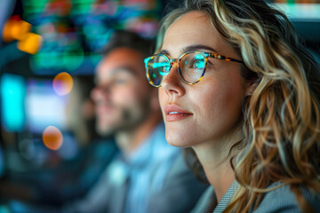 Stock market traders woman