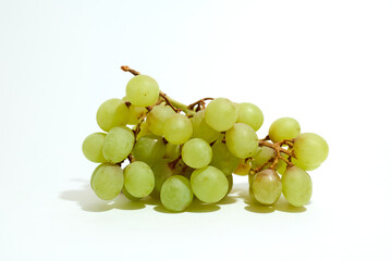 Green Grapes Bunch on White Background