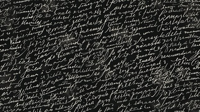 A dark and detailed background featuring handwritten cursive text, creating an abstract and complex visual effect that draws the viewer's attention to its intricate details.