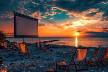 A collection of beach chairs placed on the sand