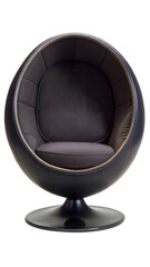Black Egg-Shaped Chair With Swivel Base on Transparent Background