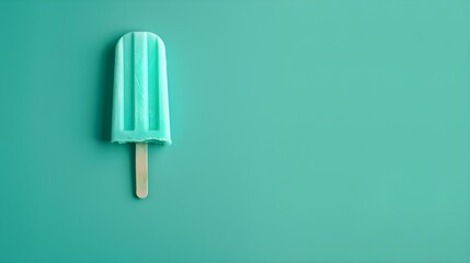 Cyan Popsicle on a summery green Background with Copy Space
